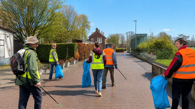 Ploggers in centrum Hoogeveen