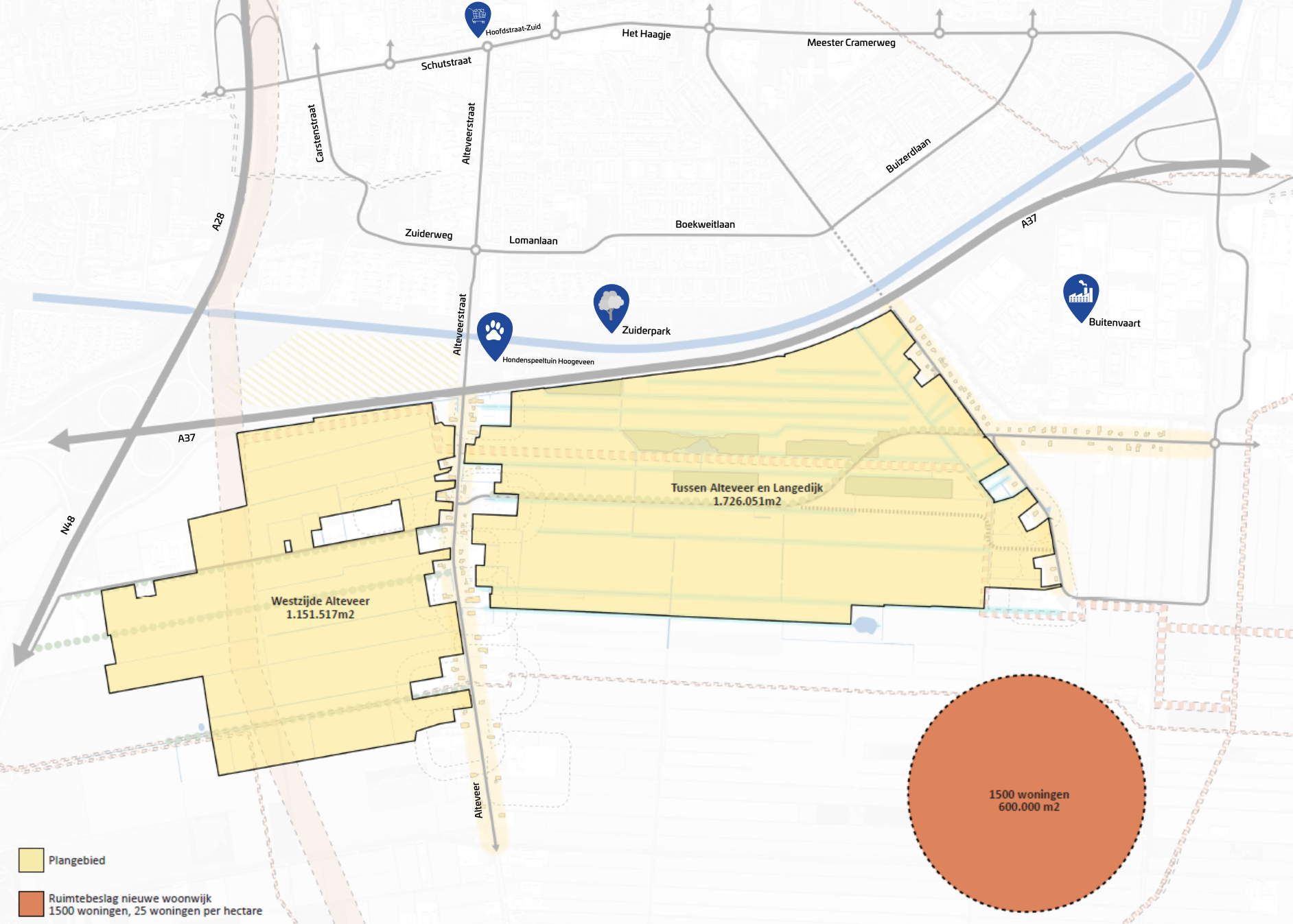 Kaartje woningbouwlocatie Hoogeveen-Zuid